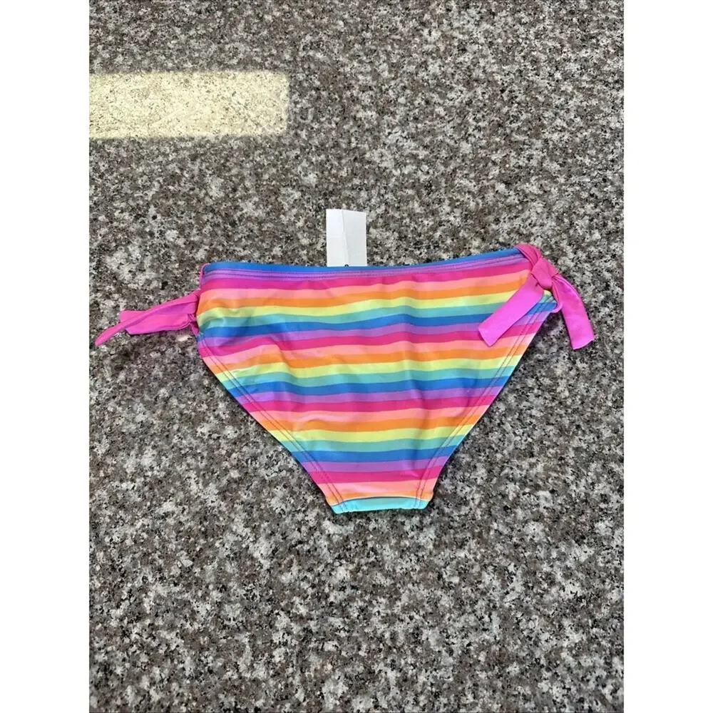 NWT CAT & JACK Youth Girl's Aqua Multi Stripe Bikini Bottoms Size XS (4/5)